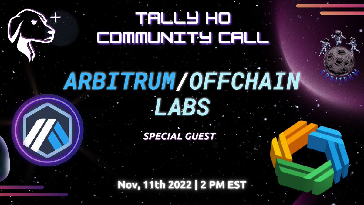 Attention Arbinauts 🚀

We’re blasting off with <a href="/arbitrum/">Arbitrum</a> &amp; <a href="/OffchainLabs/">Offchain Labs</a> this Friday at 2PM ET 🧑‍🚀

You won’t want to miss this 🤫 join via chat.tally.cash ⭐️