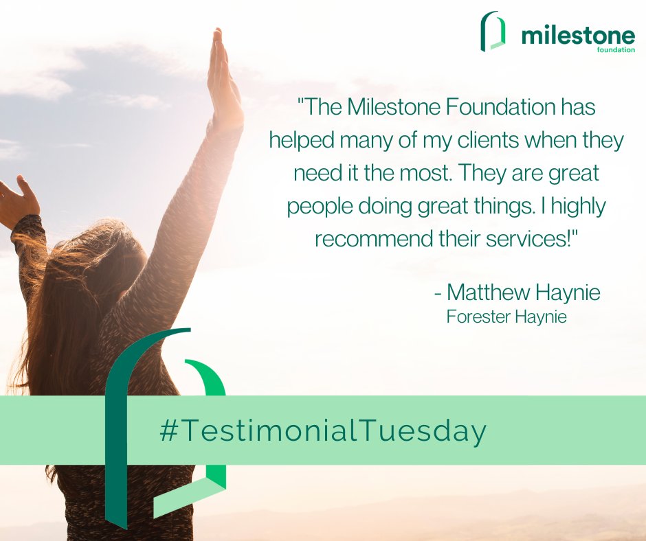 We're proud of the meaningful work we do. Hear what an attorney had to say about how The Milestone Foundation helps his clients in times of need. #TestimonialTuesday