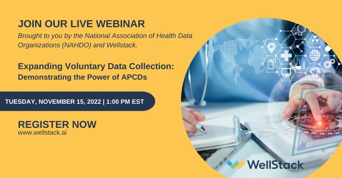 WellStack_ai's tweet image. Save your seat today for our live #webinar—Expanding Voluntary Data Collection: Demonstrating the Power of ACPDs! This discussion covers how states at various stages of APCD development are encouraging voluntary participation. Register here: hubs.li/Q01rf_7Y0