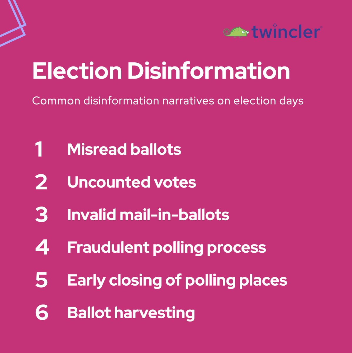 twinclercom's tweet photo. It’s election day. Watch out for common election disinformation narratives. #midterms2022

Learn more about common election-related information threats in our White Paper: https://t.co/hEWSiwC53V https://t.co/NInL4Vjglx