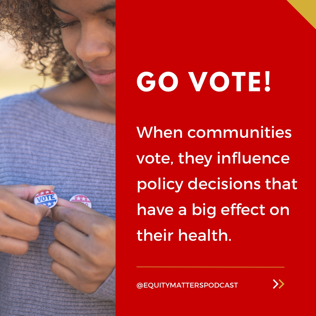 #Voting and your health are two things that you might not think are synonymous, but it’s an important relationship because it directly impacts your health and the health of your community.

Just your friendly reminder...