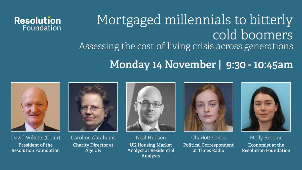 The scale and nature of the cost of living crisis varies across age groups depending on their jobs, assets and financial resilience. Join us on Monday 14 with @Car_Abrahams, @resi_analyst and @CharlotteIvers to discuss our upcoming intergenerational audit. https://t.co/Il6a7jr80y https://t.co/V1NVZ5hiV9