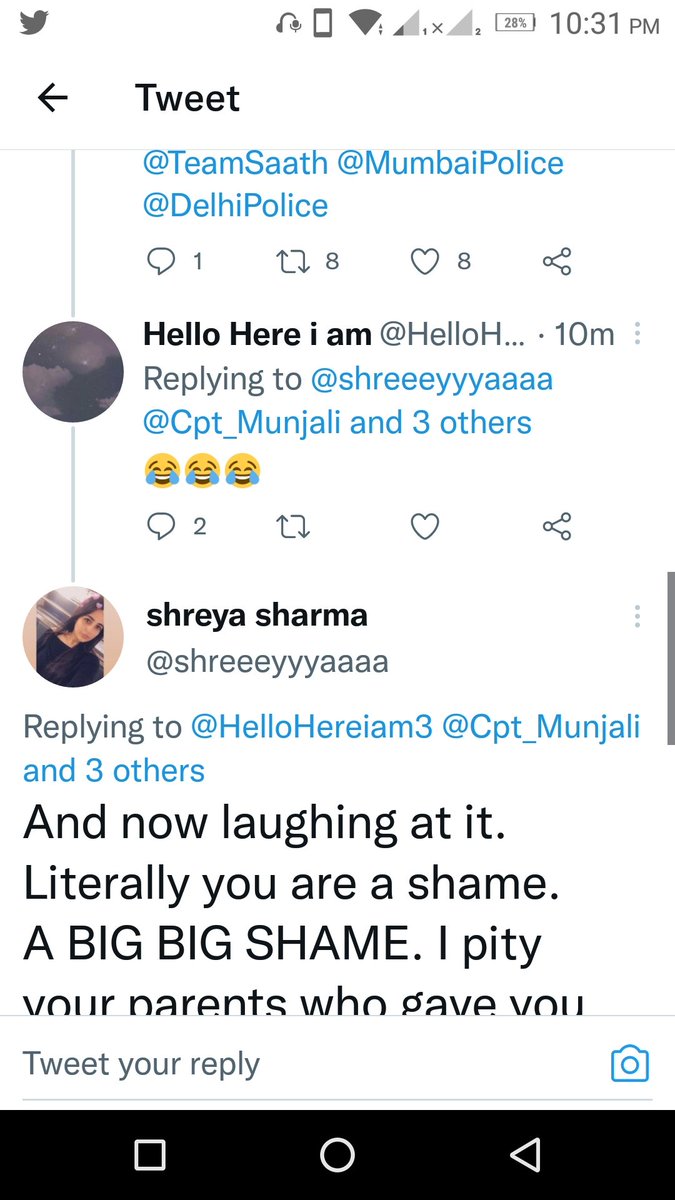 _sun9y's tweet photo. @MumbaiPolice @Cpt_Munjali and the same guy sending laughing emojis under this post shows how granted he takes our judicial system. please take stringent actions against these elements so that they think twice before doing such crimes... https://t.co/0PYFCNGCKL