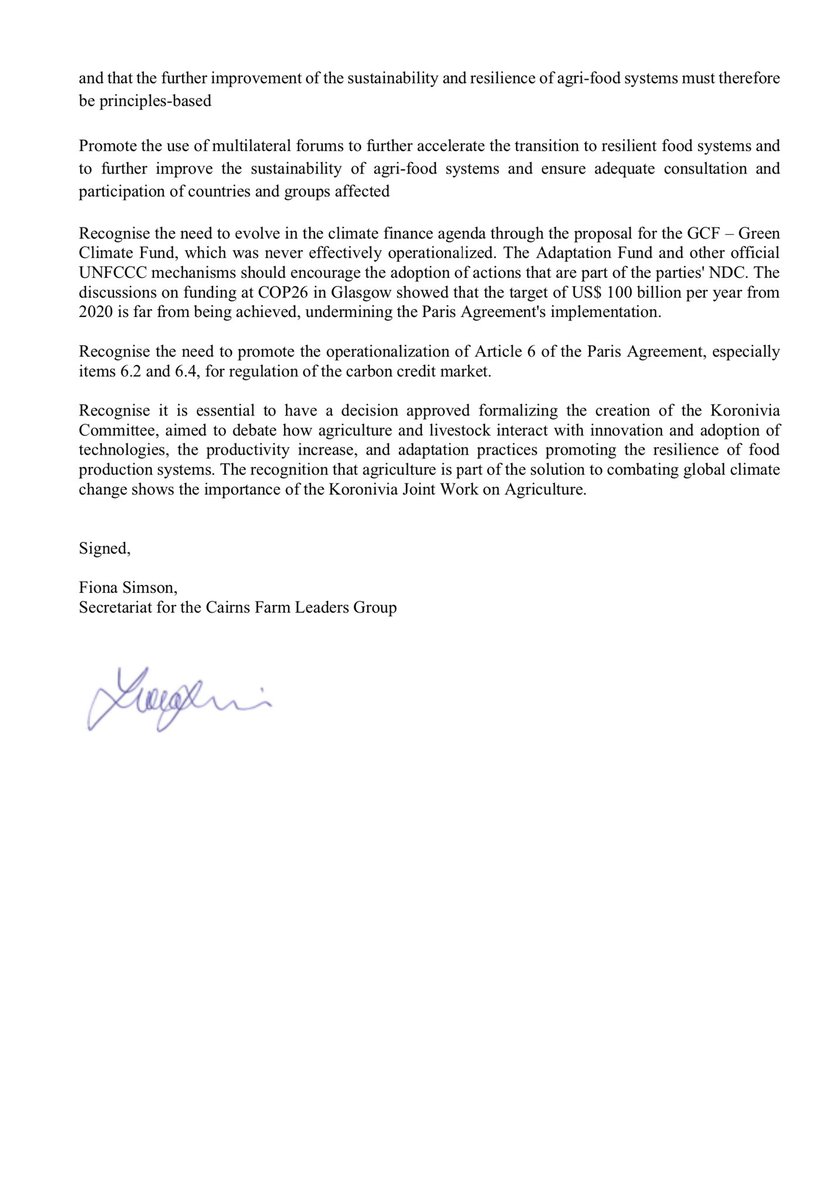 Agriculture has an important role to play in the response to the climate crisis.

At #COP27 in Sharm El Sheikh, Farm Leaders from the Cairns Group coalition call for global agriculture reform - to support the fight against climate change.

Read their statement below 👇🏽