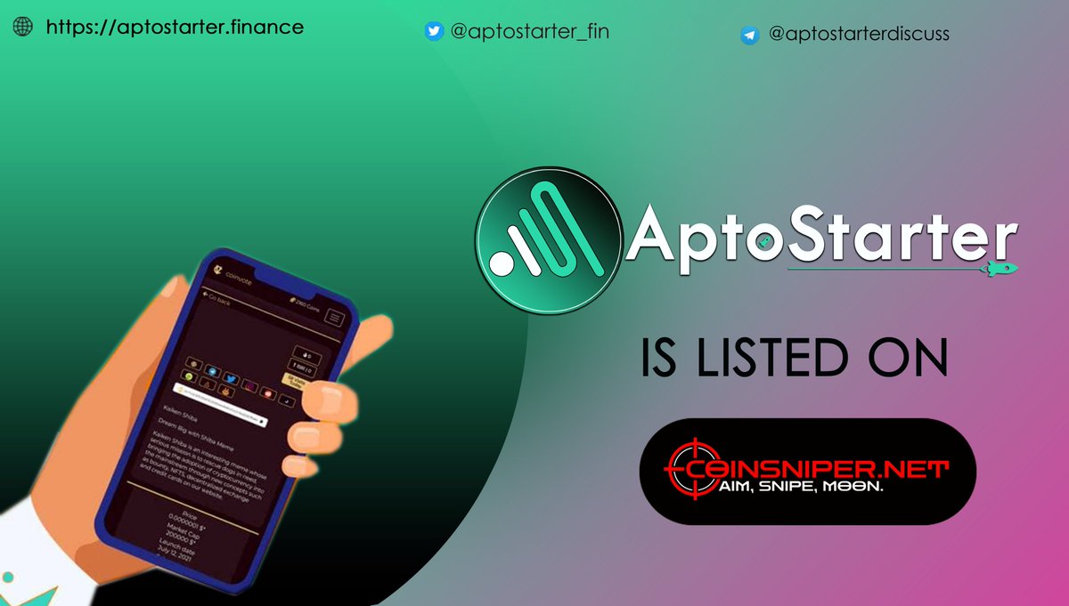 🔥 AptoStarter ( $APST)  is now listed on coinsniper.net! 🚀

Vote for AptoStarter:
coinsniper.net/coin/41508

Let's go to the moon 🚀