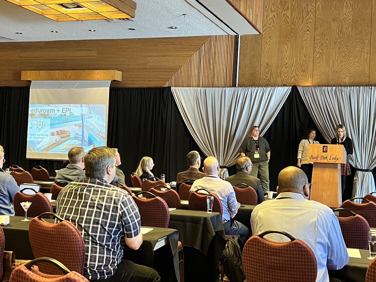 alexjbushell's tweet photo. .@CANARIE_Inc @cybera and @EPLdotCA talking at #CyberSummit22 about the ease and benefits of rolling out @eduroam at Edmonton Public Library locations across the @CityofEdmonton https://t.co/c2uMg2ZQGM