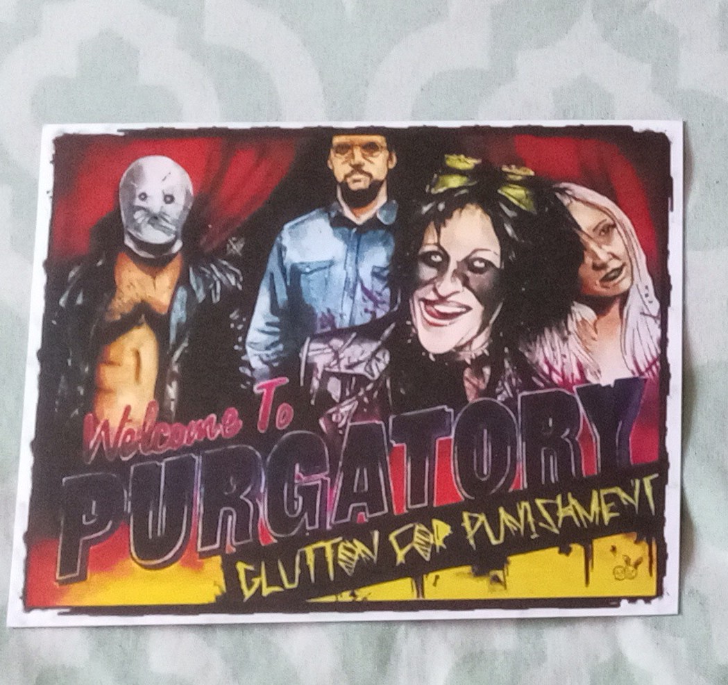 #multiversemailcall I got @WeAreRosemary Bite The Apple Poster and Welcome To Purgatory Postcard! In the Welcome To Purgatory Postcard, I have Rosemary, @AllieWrestling, @BladeofBuffalo and two guys.

I got two of them from @DemonxBunny!

Thank you so much @DemonxBunny!