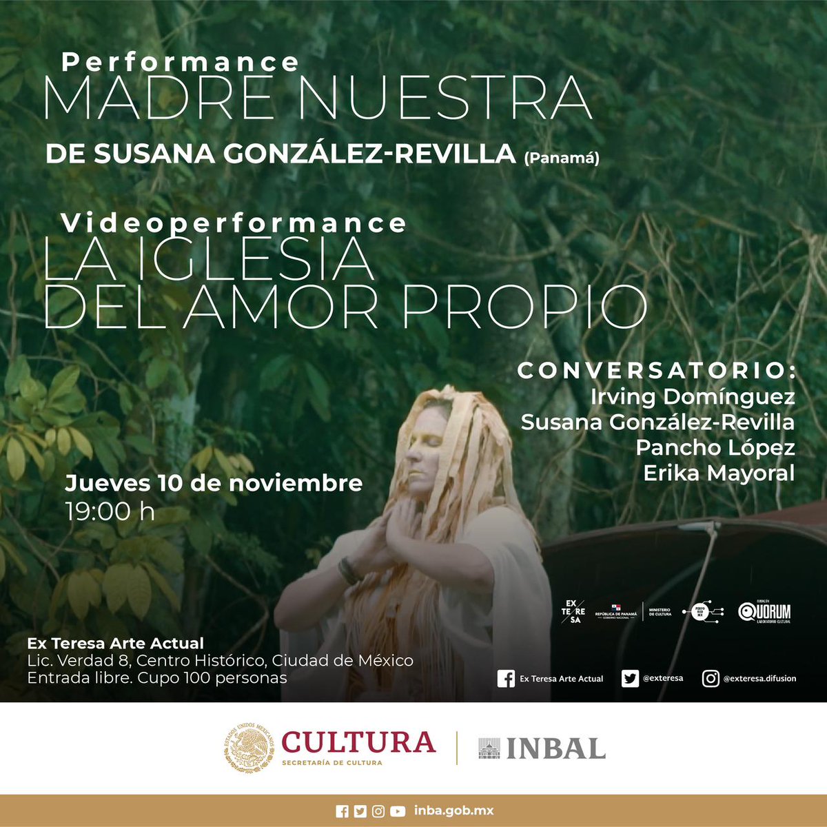 erikamayoralart's tweet image. Este jueves en Ex Teresa Arte Actual la artista panameña Susana González-Revilla presentará un #performance en vivo y luego un #videoperformance. Después habrá un conversatorio con ella, Pancho Lopez, Irving Dominguez y conmigo, un gustazo desde ya estar ahí ¡nos vemos pronto! 😉