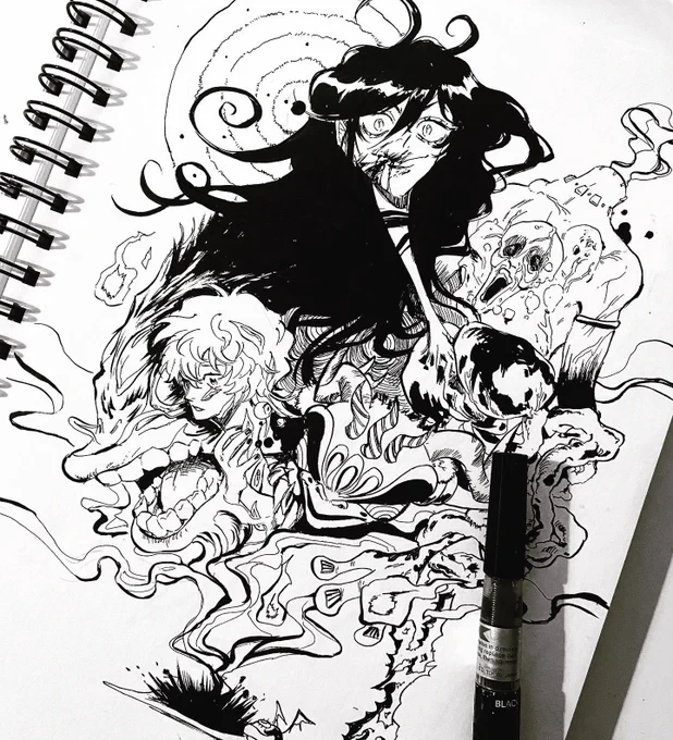 hi!! #artistsontwitter with my recent inktober pieces 🦷 