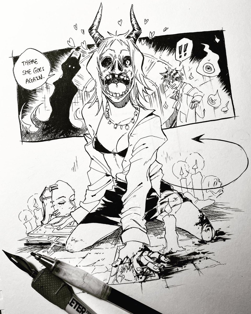 hi!! #artistsontwitter with my recent inktober pieces 🦷 