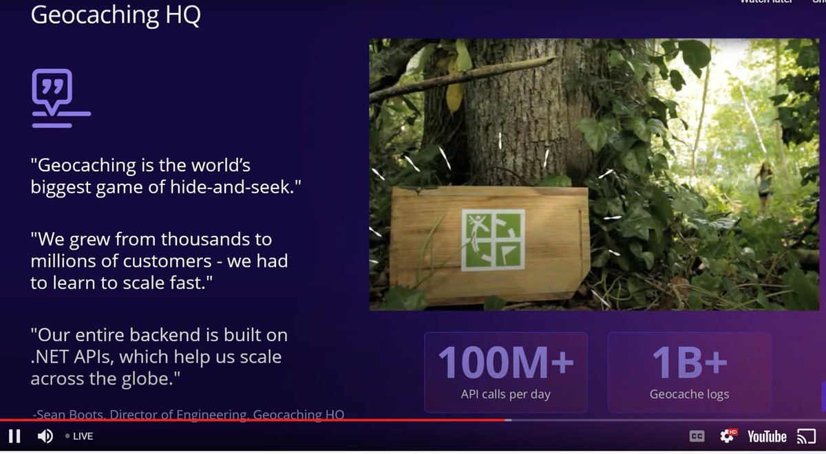 BradDPatton's tweet photo. Watching #dotnetconf 2022 and what pops up? A use case with @GoGeocaching. Two of my favorite things together. #geocaching #dotnet https://t.co/nEfU45SQoy