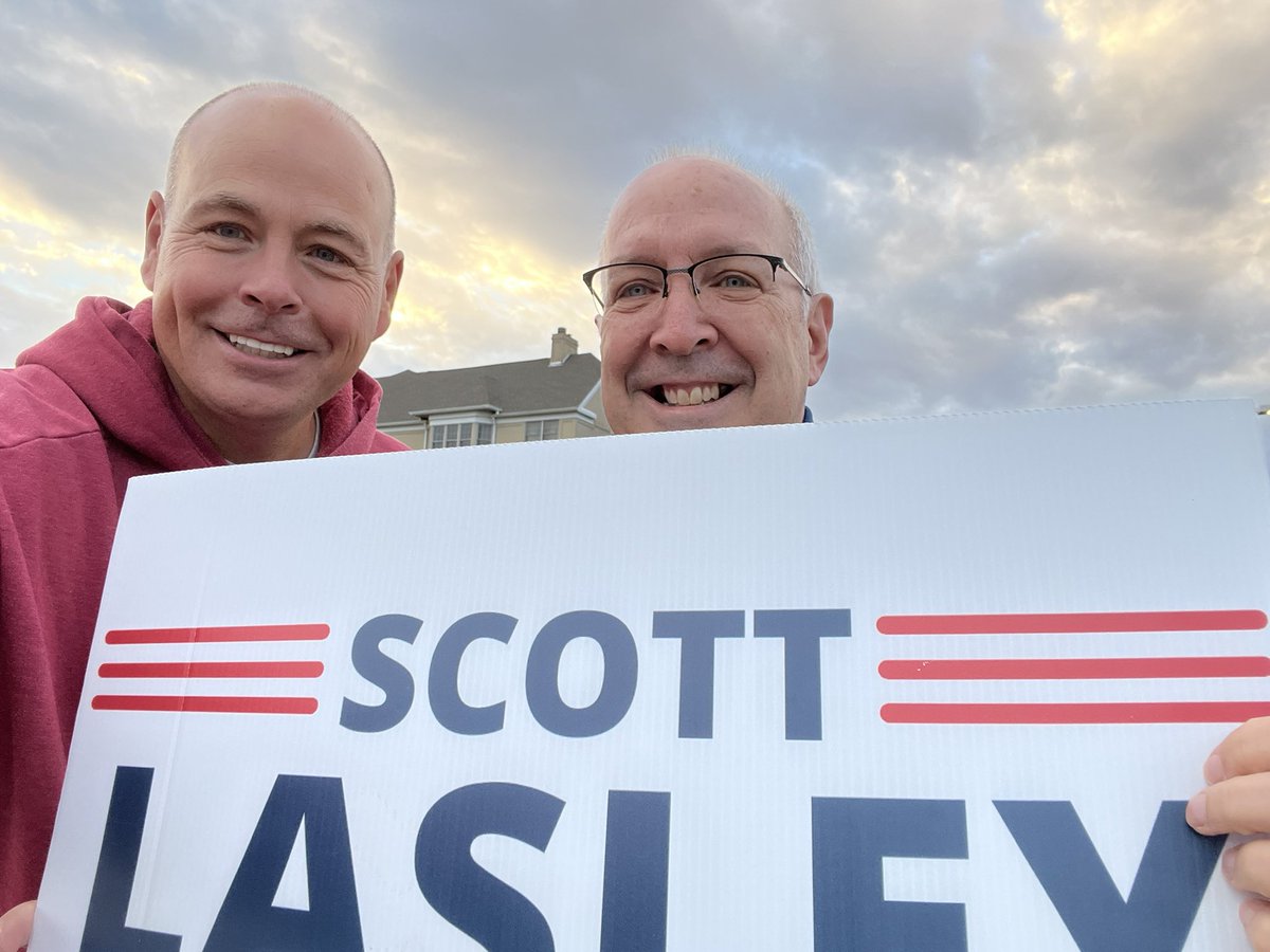 votescottlasley's tweet photo. Grateful for a great crew helping me spread the word this morning! Polls are open until 6! #VoteScottLasley https://t.co/82tf2FCdbZ