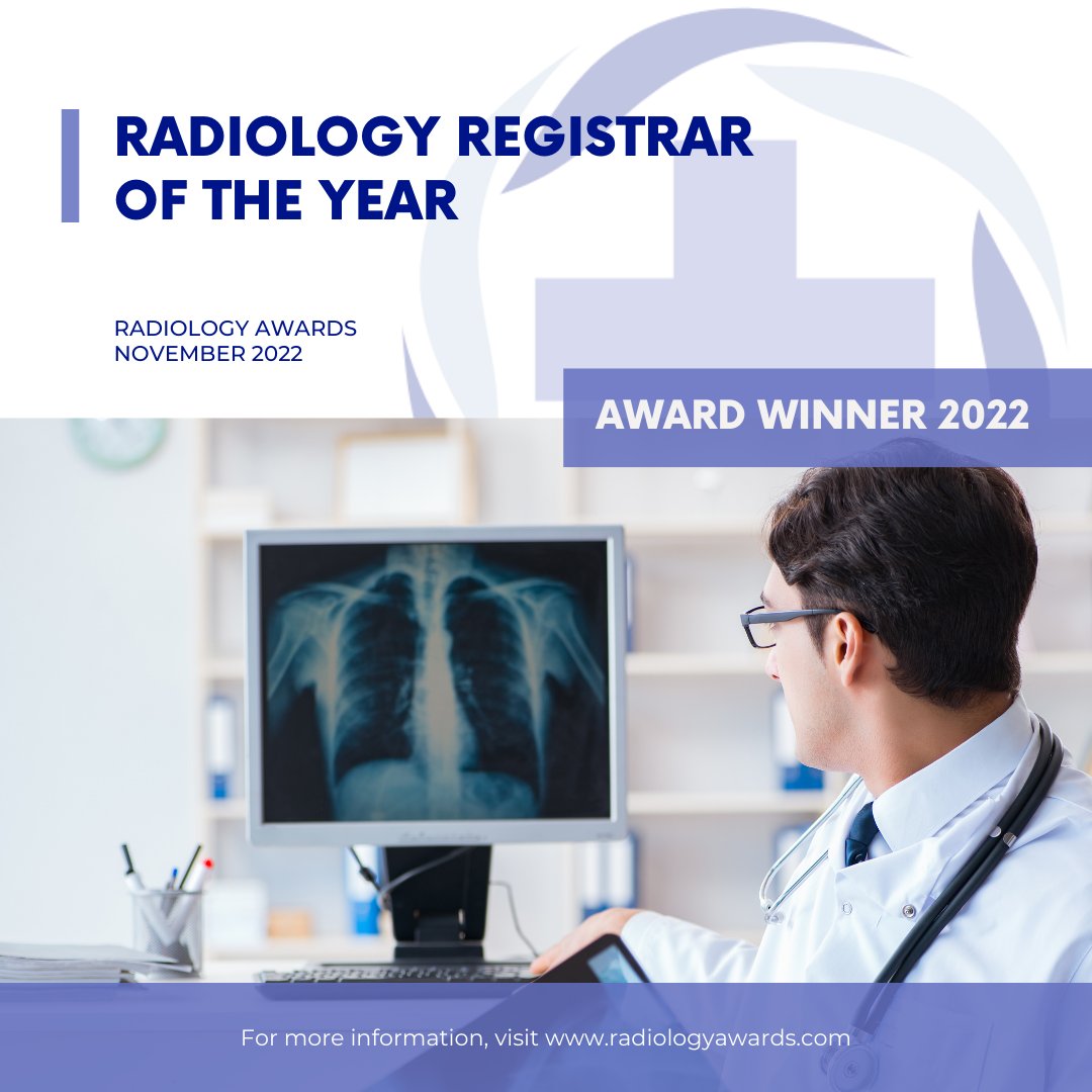 Today I found out that I won Radiology Registrar of the Year at the @RadiologyAwards by @JCA_Seminars. Congrats to all the winners! Happy International Day of Radiology and World Radiography Day #IDoR2022 #WRD2022 💛