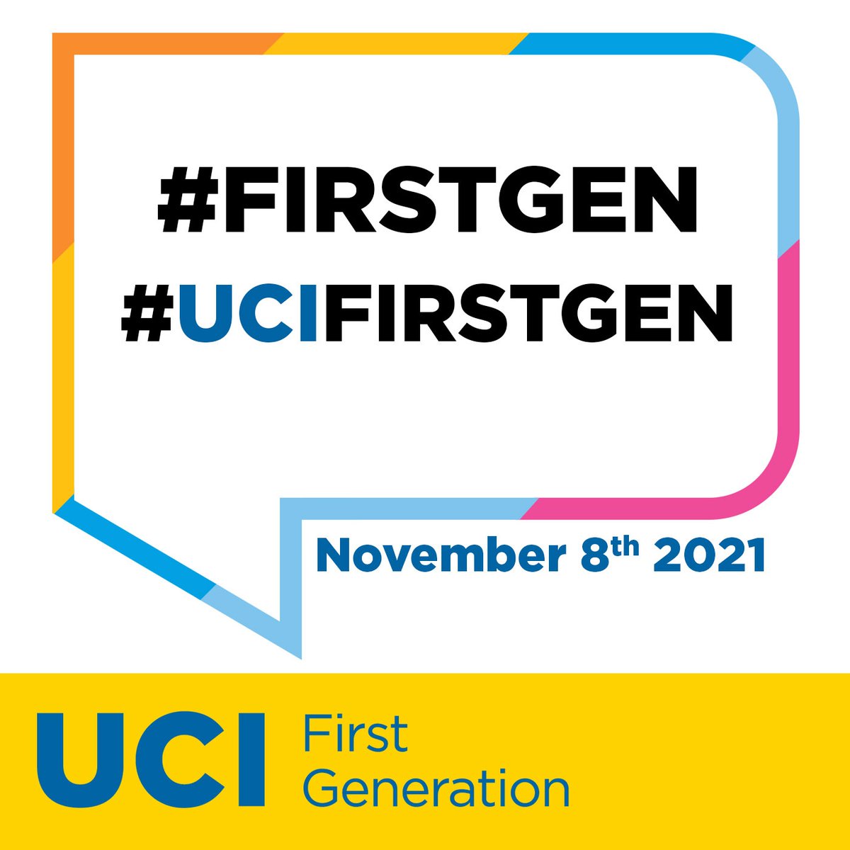 uciantrepreneur's tweet image. UCI First-Gen Day is UCI’s special event held in honor of the National First-Generation College Celebration. Today, Nov 8th, we join colleges and universities nationwide to celebrate the success of first-generation college students, faculty, and staff. 

#FirstGenUCI #UCFirstGen