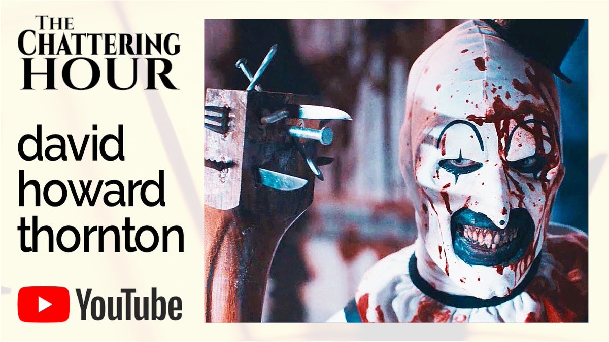 nicholas_vince's tweet photo. Follow the link at noon PST TODAY to watch my interview with David Howard Thornton when we chat about playing Art the Clown in TERRIFIER and TERRIFIER 2 and how their success has changed his life. https://t.co/bD0TUCuGyP 
#thechatteringhour #TERRIFIER #Terrifier2 https://t.co/gL1aWL712V