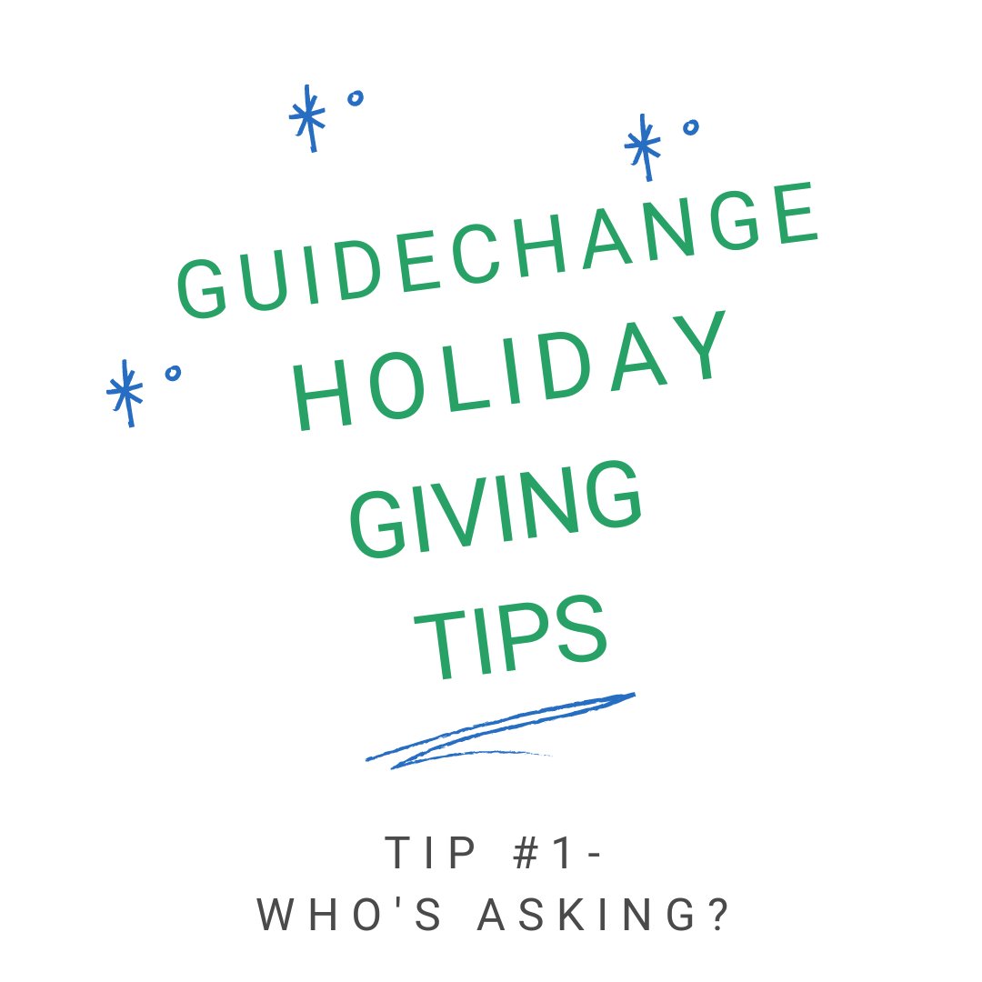 Follow us for tips to make sure your money goes where it's needed and you don't get scammed. 
First off, do you know who's asking for the donation? Check out the organization and verify that your contact actually works there. #guidechange #holidaygiving #ScamAlert