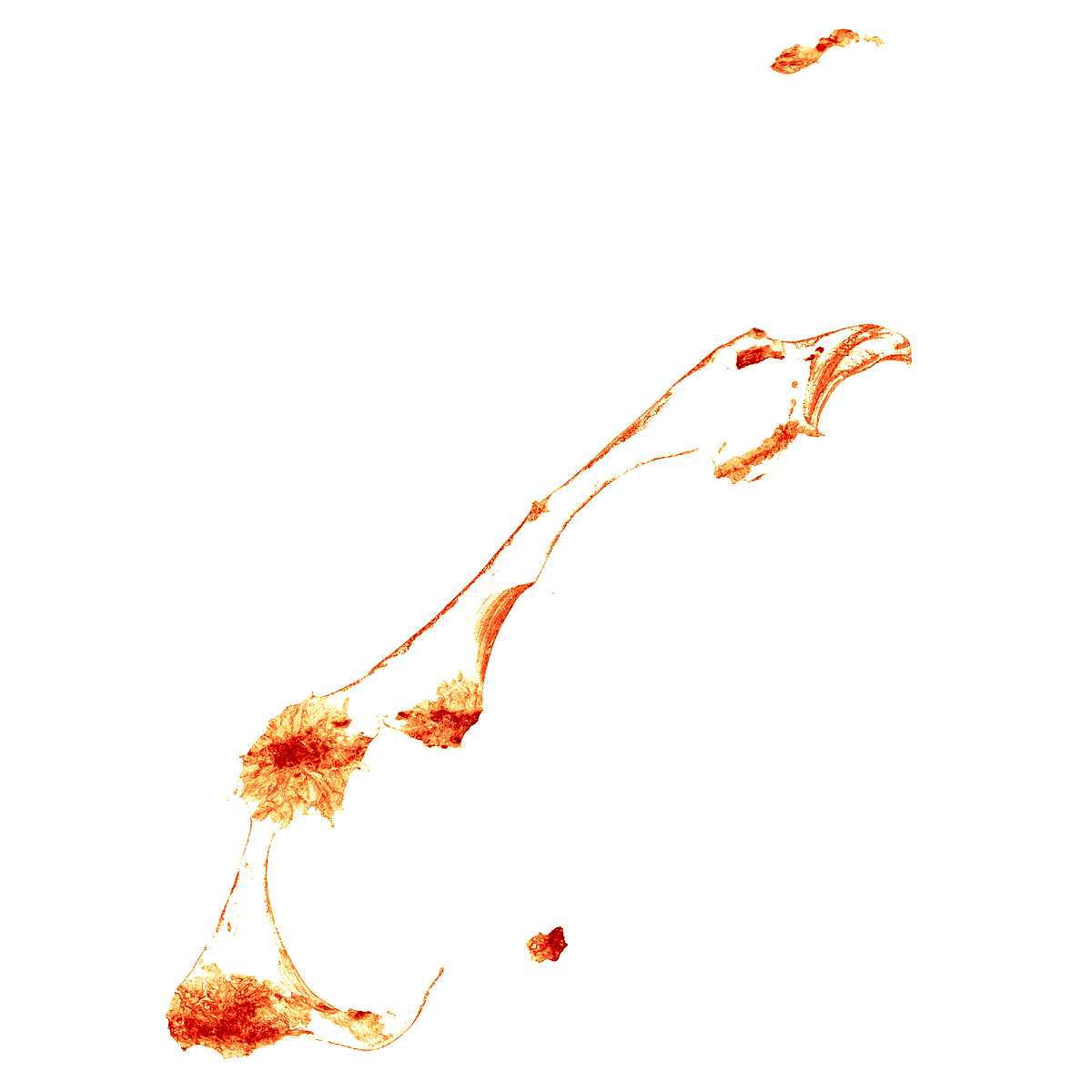 eliotsico's tweet photo. Here's a Digital Slope Model of Les Îles-de-la-Madeleine derived from LiDAR data with a 1m resolution. The color palette was chosen in reference to the iconic red cliffs of these islands.
#ilesdelamadeleine  #lidar #remotesensing #gis #satelliteimagery #landsat #googleearthengine https://t.co/1IjHe5i8fu
