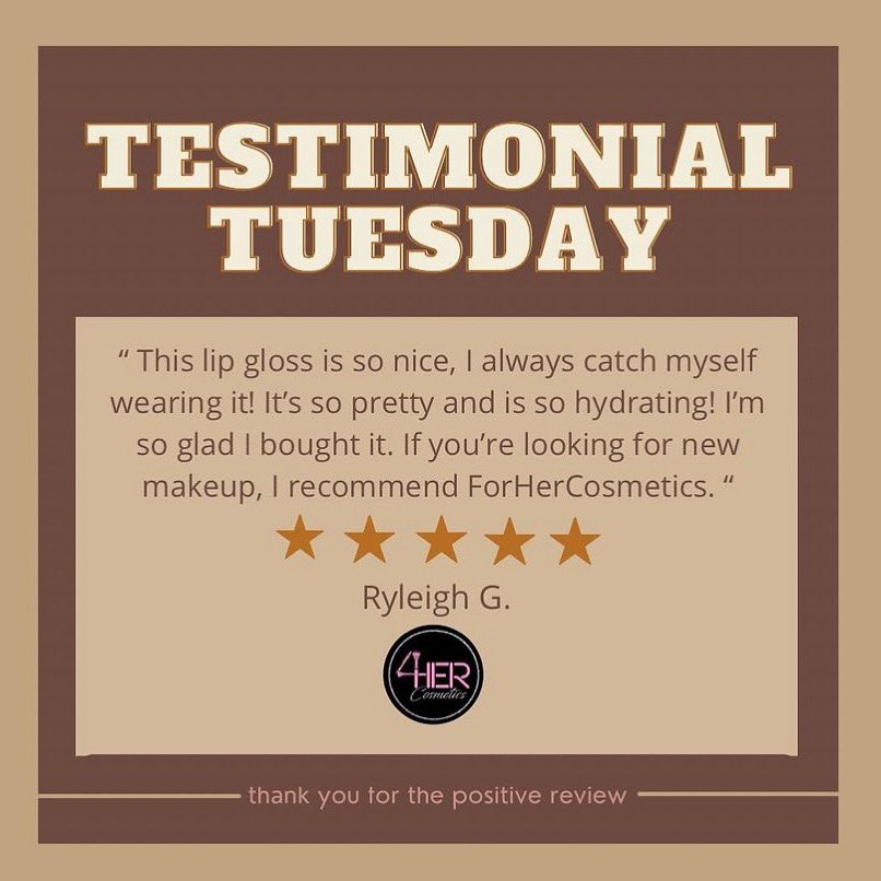 forhercosmetics's tweet photo. Nothing like a good gloss! Our formula is designed for moisture that lasts! And with our large variety of colors, you never have to compromise on style 😍😉

Ry reviewing our gloss “In The Nude”! 

#testimonialtuesday #realreviews #forherbabe #clientselfie #lipgloss https://t.co/8tRQlWYAXn