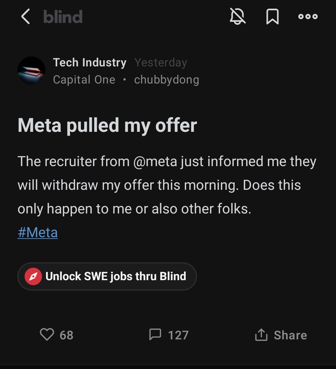 Blind on Twitter "Meta is pulling offers before the layoffs https//t