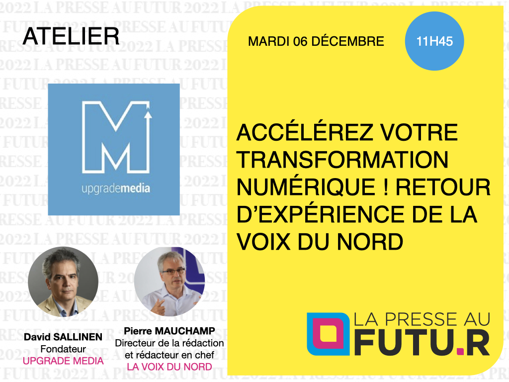 [ATELIER]
Comment définir/déployer/piloter une #stratégie #numérique ambitieuse?
Rencontrez <a href="/lavoixdunord/">La Voix du Nord</a> &amp; <a href="/davidsallinen/">David Sallinen</a> à #presseaufutur qui vous présenteront un projet qui lie intelligemment #éditorial/#marketing
bitly.ws/wpv3

#presse #abonnés #contenus #engagement