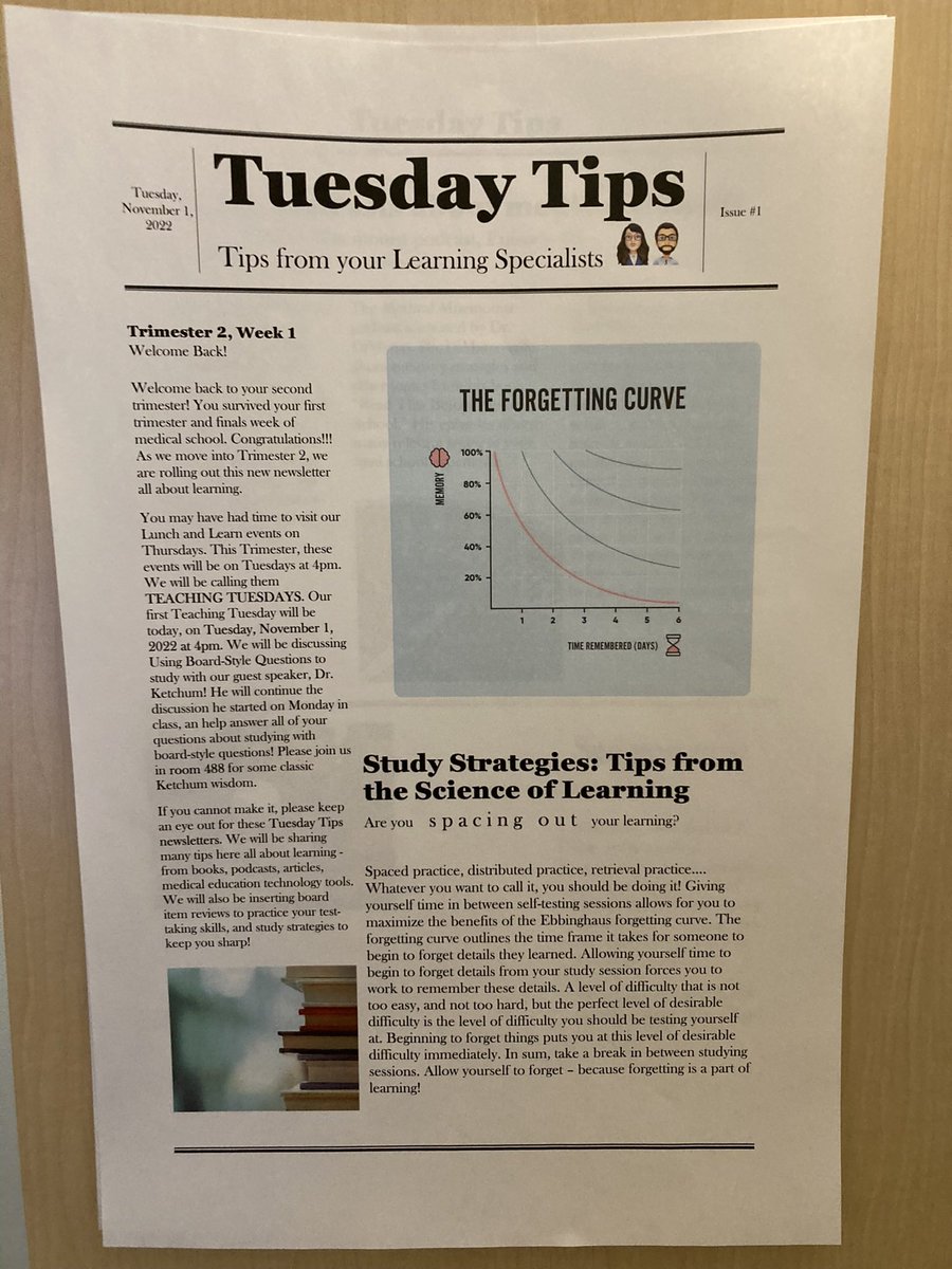 Every Tuesday I disseminate learning info in a new way to the students! They need reinforcement and encouragement in their studies, and this is one avenue for that. 💕👏🏼 #appliedlearningsciences #meducationalpsychology #MedEd