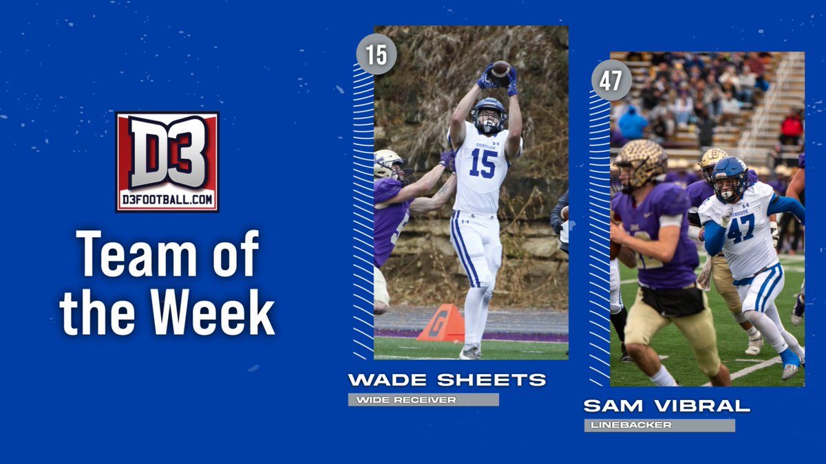 Sheets &amp; Vibral Named to <a href="/d3football/">D3football.com</a> Team of the Week.

Release: bit.ly/3Te09P2