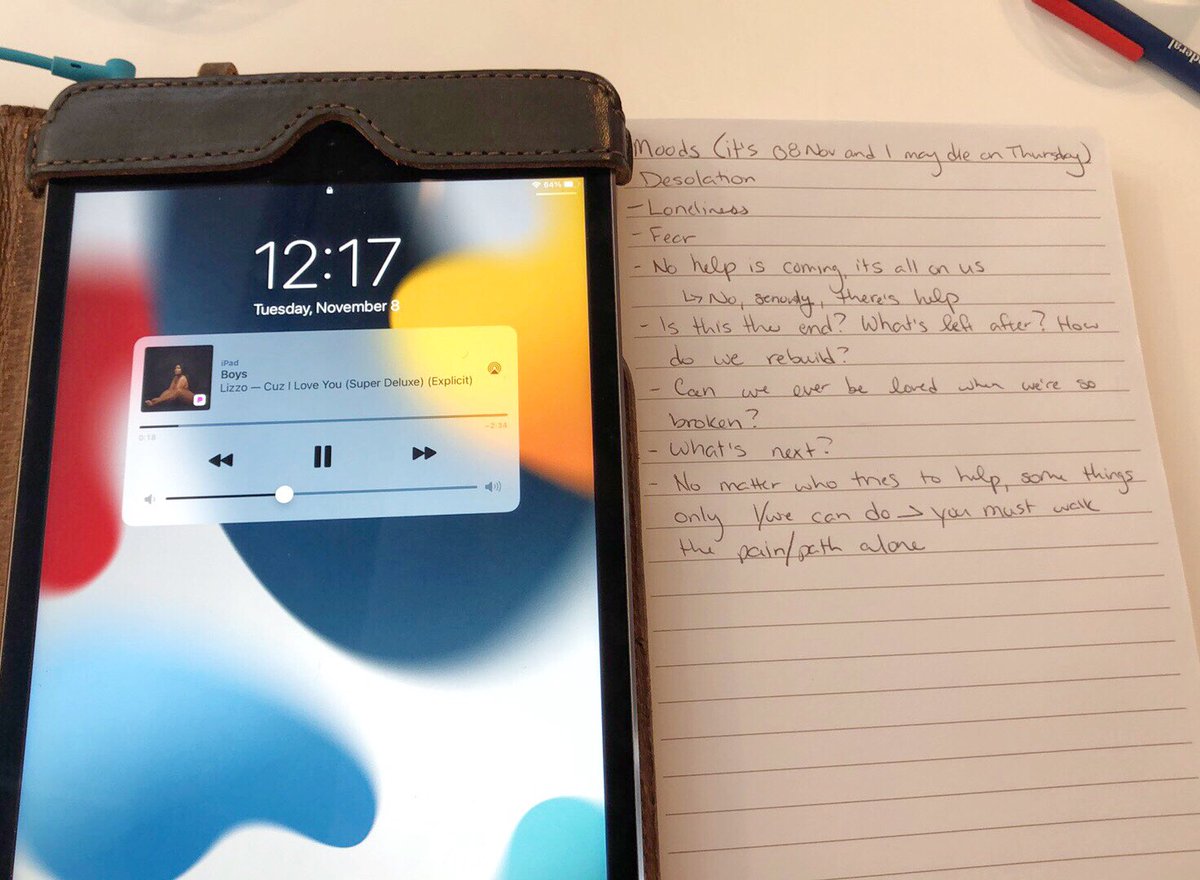 AuthorKRPaul's tweet photo. Two days before very major surgery is a really good time to capture the mood for your first post-apocalyptic fiction.
Balancing it out with @lizzo for the positivity
📚✈️
#writingcommunity #writer #novelist #amwriting #amwritingfiction #plot #plotbuilding #WIP #authorWIP https://t.co/jHP6XXZYIv