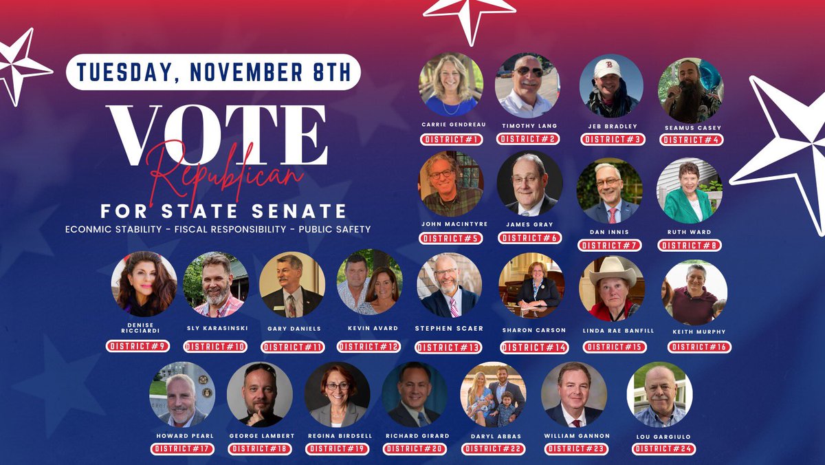 S/o to all of our Republican State Senate candidates, including some of our own @NHFRW members! 🇺🇸 Grab your family and friends and make sure they get out to vote today! We need these incredible leaders working for us in the NH Senate! #nhsen #nhpolitics #empowerwomen