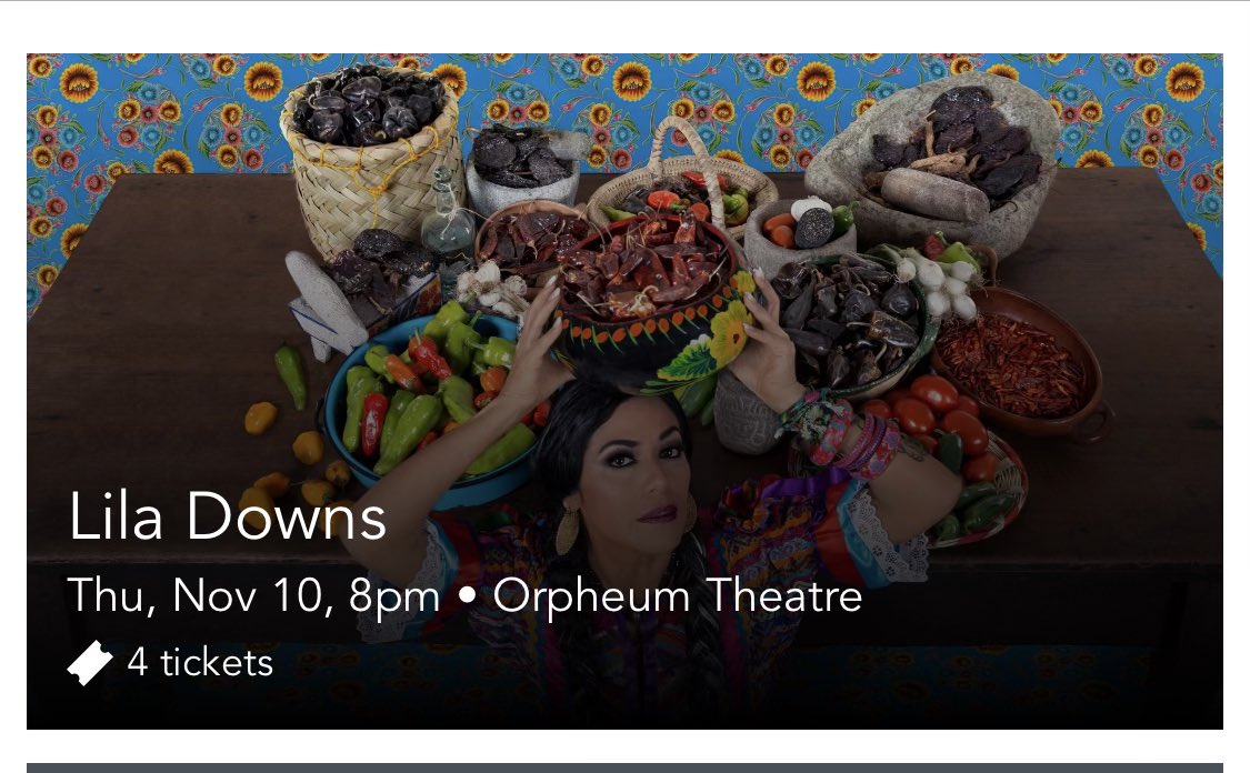 cositas_etc's tweet photo. Looking to sell 4 Lila Downs tickets for this Thursday in San Diego. Lmk if interested https://t.co/RBiKE03nqk