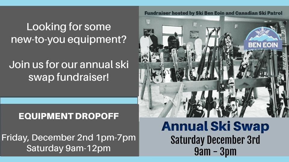 Looking for some new-to-you equipment? Join us for our annual Ski Swap fundraiser on Saturday, December 3rd from 9am-3pm. 

Equipment drop off Friday, December 2nd from 1pm-7pm and Saturday from 9am-12pm.  Unsold equipment pick up on Sunday, December 4th from 10am-1pm.