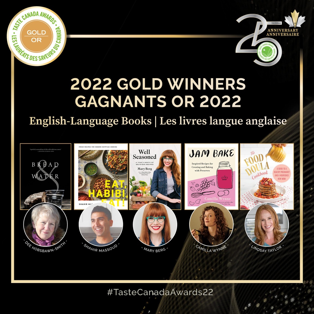 TasteCanada's tweet photo. Congratulations to the #TasteCanadaAwards22 Gold Winners, English-language! @UofRPress @mary_berg3 @PenguinRandomCA @PlumleafPress @chefshahir To check out the full list of winners, visit https://t.co/vkqIsGBTXk! #TasteCanada #cookbooks #canadiancookbooks #cookbookawards https://t.co/g0MBNyNRLI