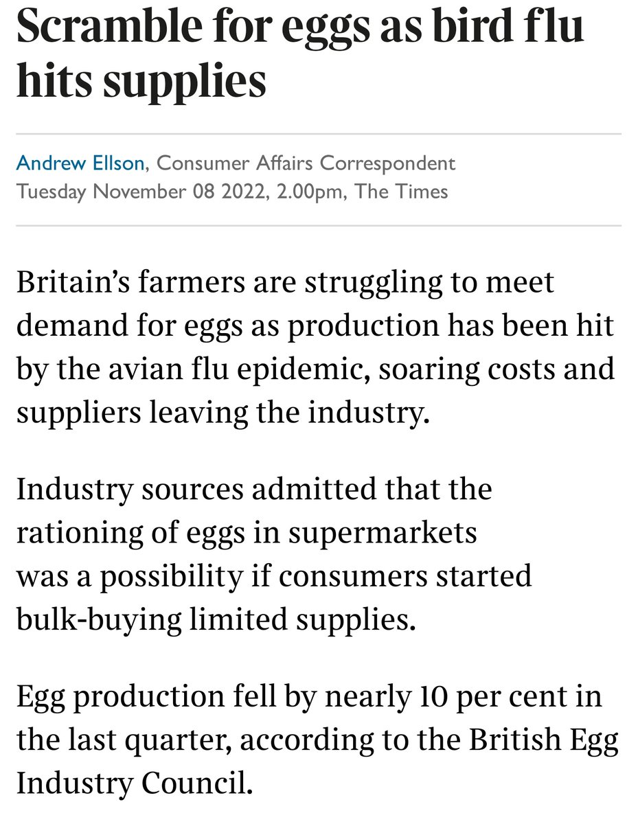 Britain's supermarkets are struggling to maintain supply for eggs after ignoring warnings that they were failing to compensate farmers for cost increases.

Industry sources admitted that the problem had been foreseeable after the alarm was raised over 6 months ago.