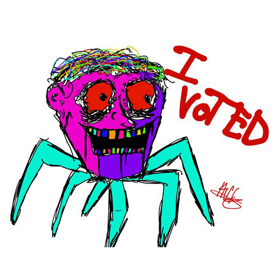 Have a great day to the aggressively excited spiderboy New York "I Voted" sticker (designed by a 14 year old artist). #ElectionDay