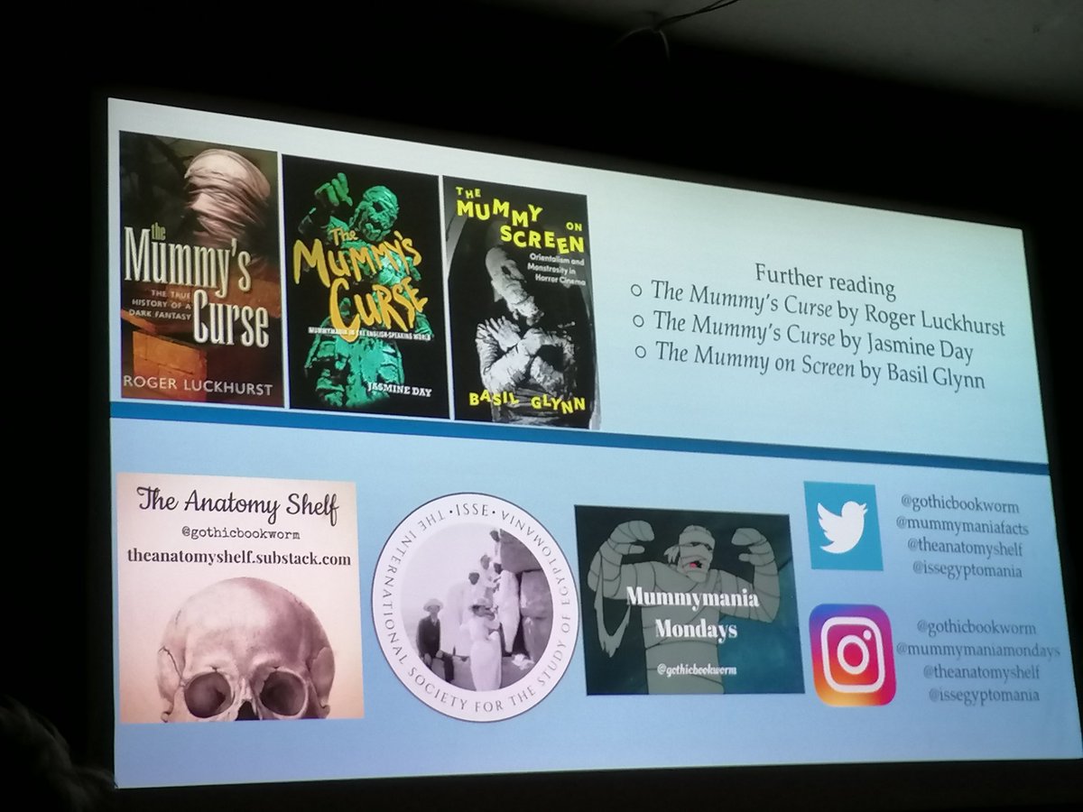 My thanks to Rebecca Bruce <a href="/gothicbookworm/">Lauren B 🥀🏛🦇(She/Her)</a> tonight for a fascinating lecture on mummies covering archaeology, curses and their place in horror literature and film, at the Miskatonic. Lots to think about and research. <a href="/MiskatonicIHS/">Miskatonic Institute of Horror Studies</a> <a href="/CigaretteBurns_/">Miskatonic IHS London</a>