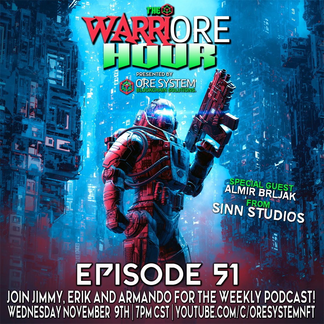 Tomorrow night on THE WARRIORE HOUR we'll have Almir Brljak from VR game developer <a href="/SinnStudio/">SinnStudio</a> to discuss virtual reality and metaverse! Join us for the fun! Wednesday, Nov 9th at 7pm CST on YouTube!

youtube.com/c/oresystemnft
**like and subscribe**