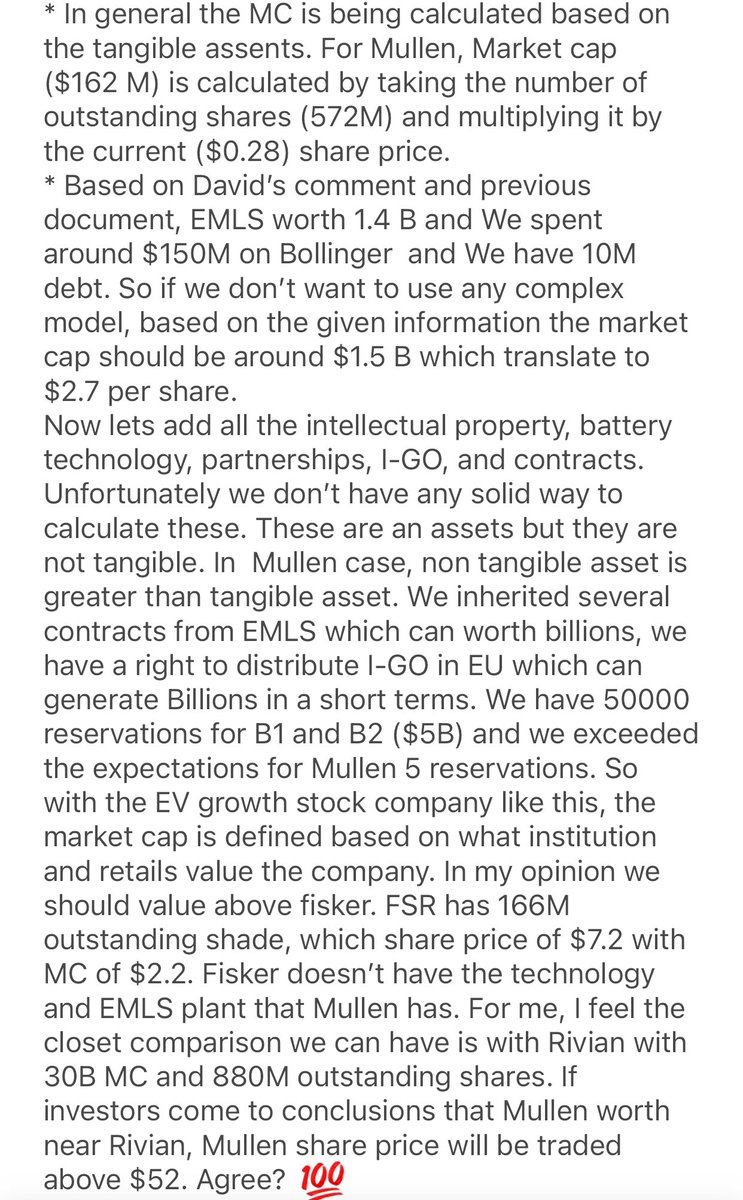 Estimating $muln MC represents a company's worth within #Ev market. It can be used as an external metric that can provide some insight into how much a company's stock offerings are worth (definitely not $0.28) which can show how profitable the company could be for investors. $52?
