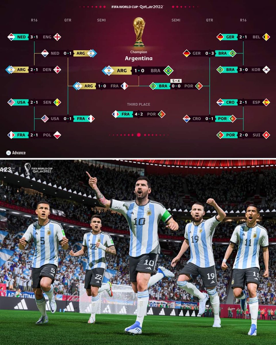 EA Sports-ийн таамаг гэнээ. Сонирхолтой нь 2010 оны ДА-гаас хойш тэдний таамаг зөрж байгаагүй юм байна.
🇪🇸✅ 2010
🇩🇪✅ 2014
🇫🇷✅ 2018
🇦🇷❓ 2022 👀🏆