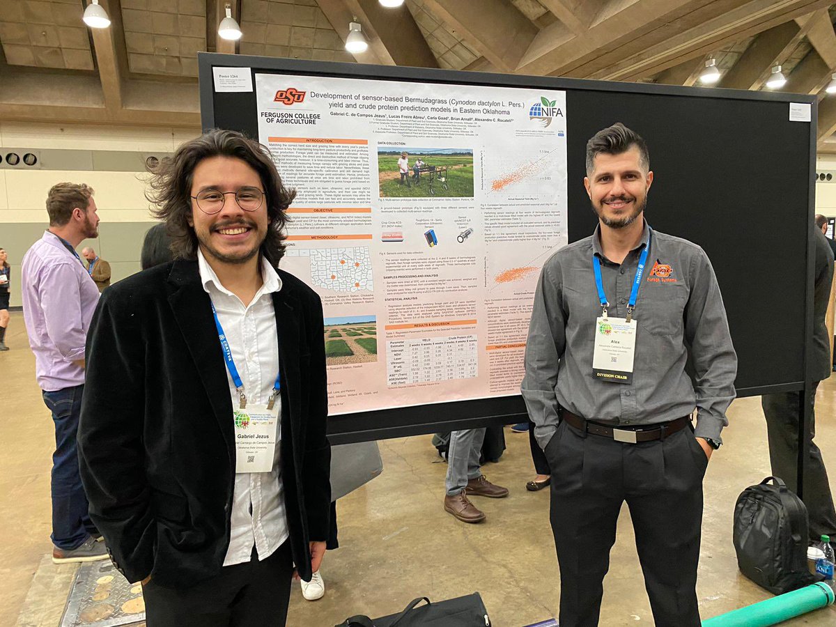 Alex_Rocateli's tweet photo. Feeling great for advising outstanding grad students! Barbara and Gabriel did a great job on the CSSA Div. C6 Robert Barnes poster competition https://t.co/GHUXoP7Jpk