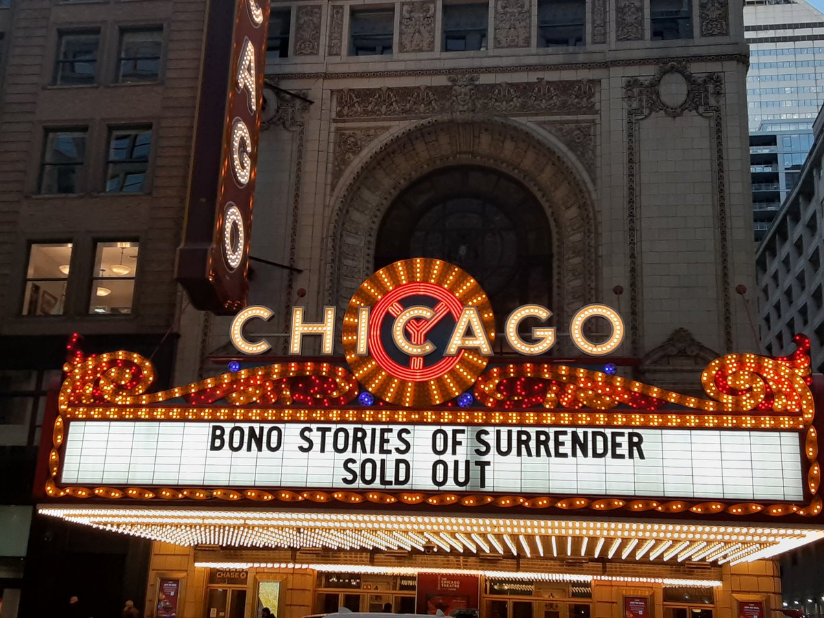 I'm ready.  

#Bono #U2 #StoriesofSurrender #Chicago #ChicagoTheatre