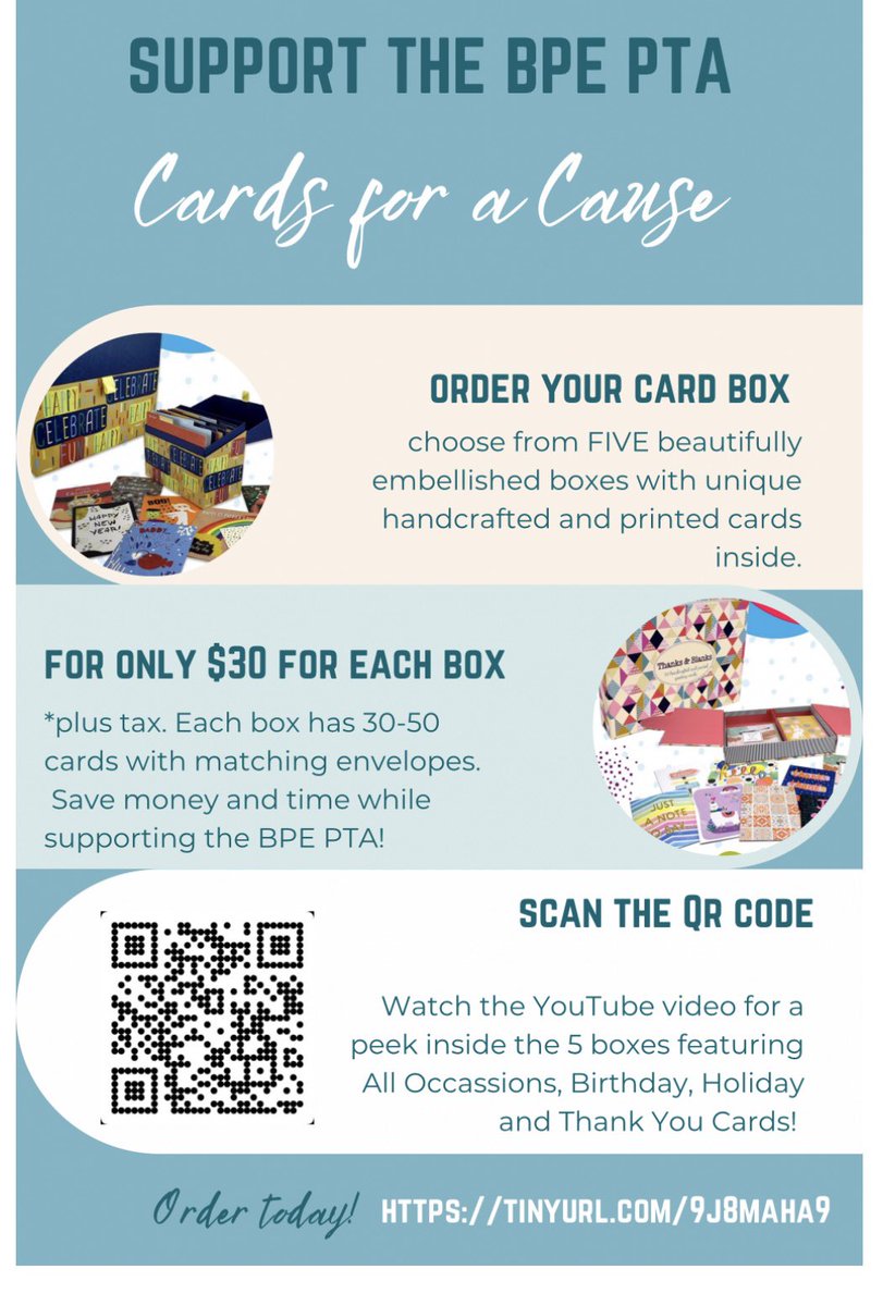 BluePointPTA's tweet photo. Shop our Cards for a Cause Fundraiser this holiday season to support @BPESchool and the #BPEPTA link in bio or click to shop NOW! https://t.co/CNkEN8zSch https://t.co/ZVRQm9ksEj