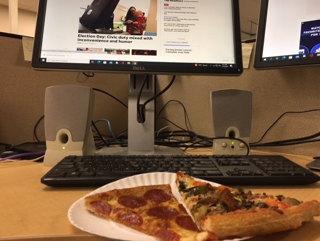 Democracy, by the slice #ElectionNightPizza <a href="/ElectionPizza/">Election Pizza</a>