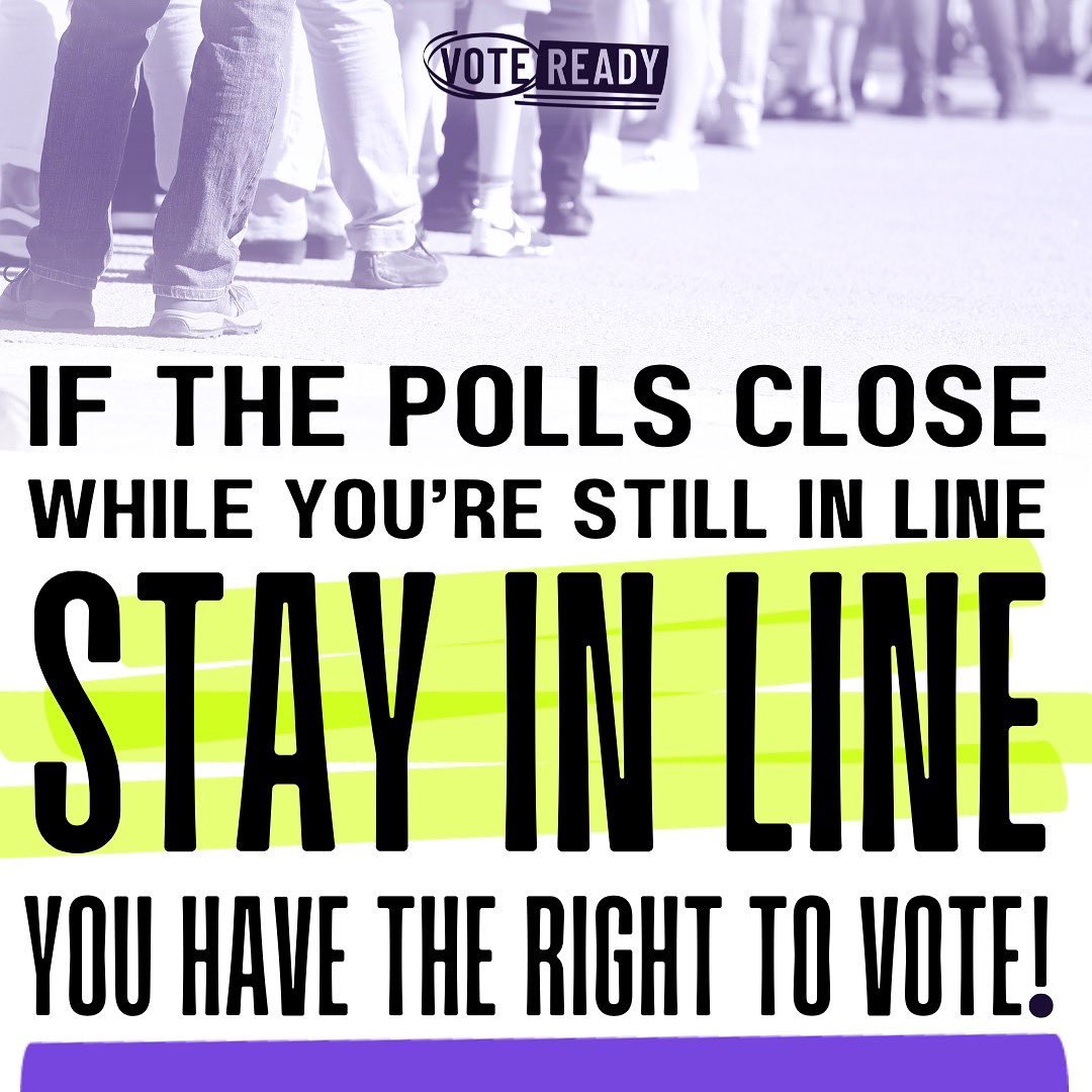 votedotorg's tweet image. As polls start to close across the United States, we have a very important message to share: If you&apos;re in line when polls close, stay in line. 

You can vote. 

If anyone says differently, call the Election Protection Hotline ⬇️
•
#Election2022 #StayInLine