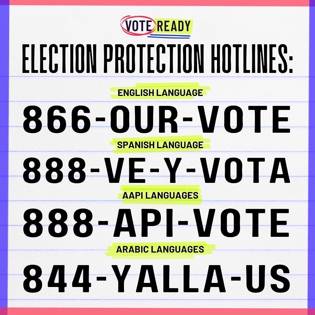 votedotorg's tweet image. As polls start to close across the United States, we have a very important message to share: If you&apos;re in line when polls close, stay in line. 

You can vote. 

If anyone says differently, call the Election Protection Hotline ⬇️
•
#Election2022 #StayInLine