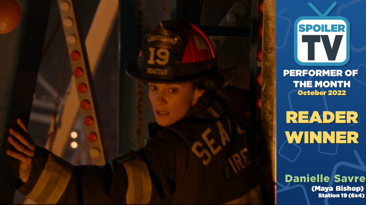 SpoilerTV's tweet photo. Congratulations to our October reader choices for Performer of the month. Our reader winner was @D_SAVRE, in second  @spampistefania and in the third we had @jarpad. For more visit:
https://t.co/JKudqxTlOP

#station19 #Walker https://t.co/Py3foCA3c4