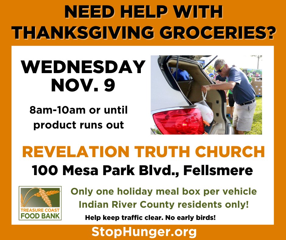 Treasure Coast Food Bank on Twitter "Need help with Thanksgiving
