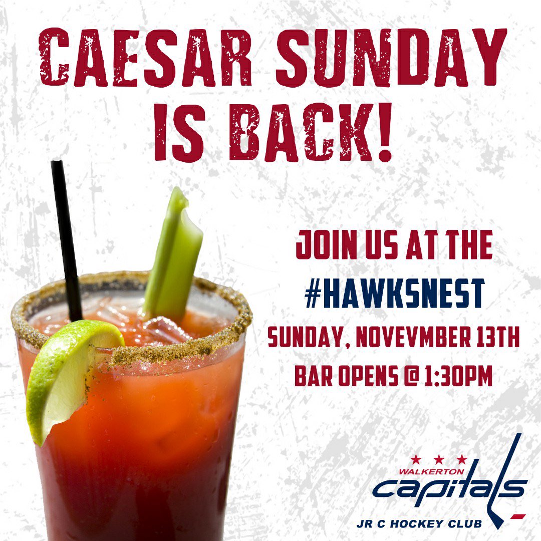 Join us this Sunday as we take on the <a href="/JrC_Bulldogs/">Kincardine Bulldogs</a> at 2:30pm!

#GoCapsGo
#HawksNest