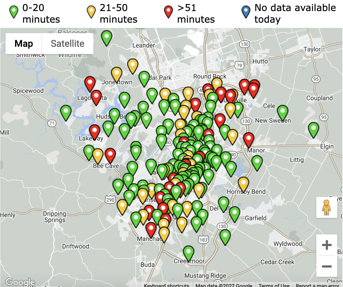 If you still need to find a polling place, check out <a href="/TravisCoClerk/">Travis County Clerk</a>'s website with wait times at all locations.

UT students: The FAC at <a href="/UTAustin/">UT Austin</a> + <a href="/TexasHillel/">Texas Hillel</a> near UT's campus have ~51+ minute wait times, but the <a href="/LBJLibrary/">LBJ Library</a> has a ~21-50 minute wait. 

countyclerk.traviscountytx.gov/departments/el…