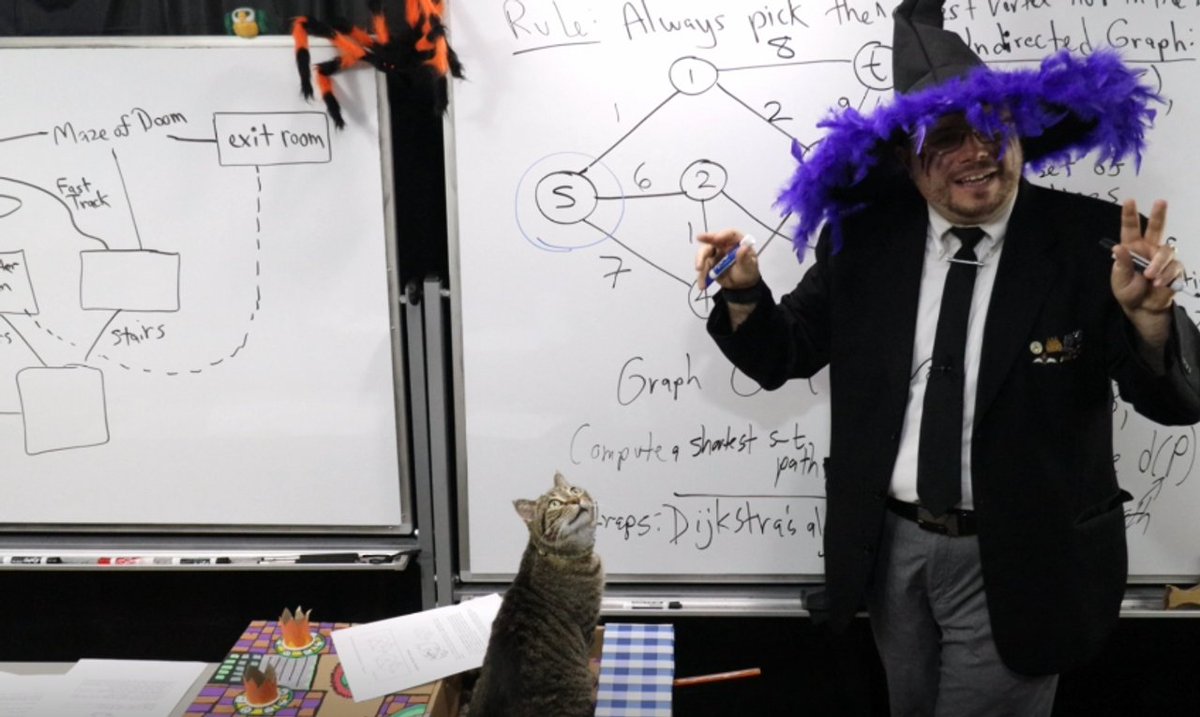 PageWizardGLE's tweet photo. Thank you to everybody that came to the Halloween Escape! We had a blast learning about the k-Canadian Traveller problem, and how to escape a Haunted House!
Subscribe for more fun #CS education and more!
https://t.co/CdtJdGXHCW
#computerscience #education #live #fun #cat #mskitty https://t.co/LGOYTLNCF4