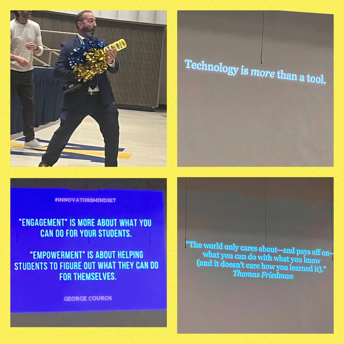 manetucklib's tweet photo. What a great presentation from @gcouros ! Thank you for your inspiration today! Onward! 💙💛#westislipPS #WIproud #manetucklibrary https://t.co/Y3zUVWNh21
