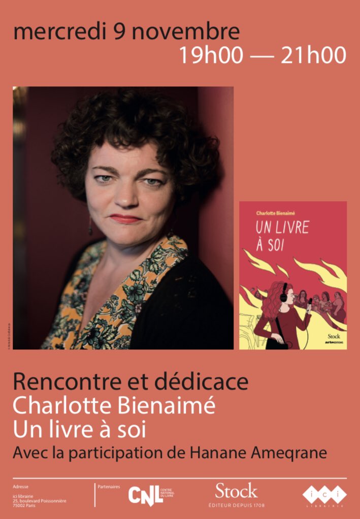 Ici Grands Boulevards (@icigrandsbvd) on Twitter photo 🔴J-1! Rendez-vous ce mercredi 9 novembre à 19h avec Charlotte Bienaimé à l’occasion de la parution de « Un livre à soi » <a href="/EditionsStock/">Éditions Stock</a> <a href="/ArteEdition/">ARTE Edition</a>, avec la participation de Hanane Ameqrane <a href="/93LadyGaza/">Ameqrane Hanane lady gaza</a> 🔴J-1! Rendez-vous ce mercredi 9 novembre à 19h avec Charlotte Bienaimé à l’occasion de la parution de « Un livre à soi » <a href="/EditionsStock/">Éditions Stock</a> <a href="/ArteEdition/">ARTE Edition</a>, avec la participation de Hanane Ameqrane <a href="/93LadyGaza/">Ameqrane Hanane lady gaza</a>